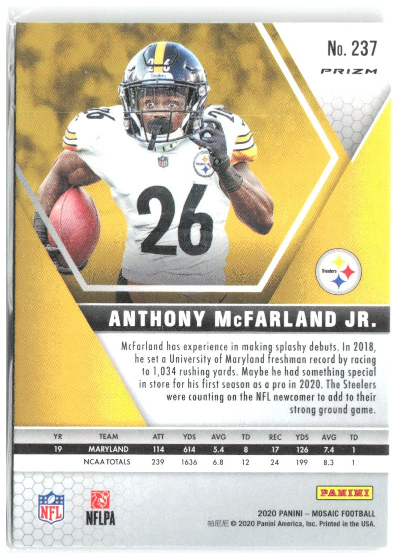 Anthony McFarland Jr. Panini Mosaic Prizm Camo Pink 237 2020 Pittsburgh Steelers