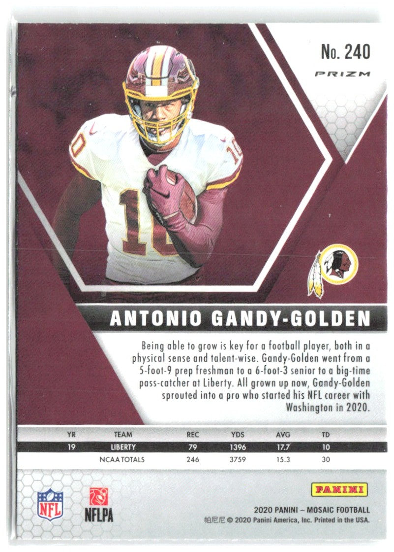 Antonio Gandy-Golden Panini Mosaic - Prizm Green 240 2020 Washington Redskins