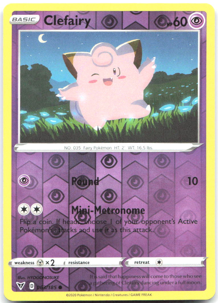 Clefairy Reverse Holo Common SWSH04 Vivid Voltage 063/185 NM HYOGONOSUKE
