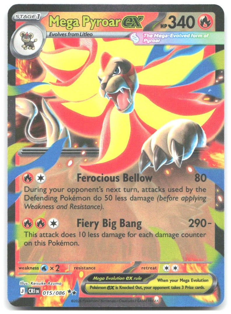 Mega Pyroar ex Holo Double Rare ME04 Chaos Rising 015/086 NM Keisuke Azuma