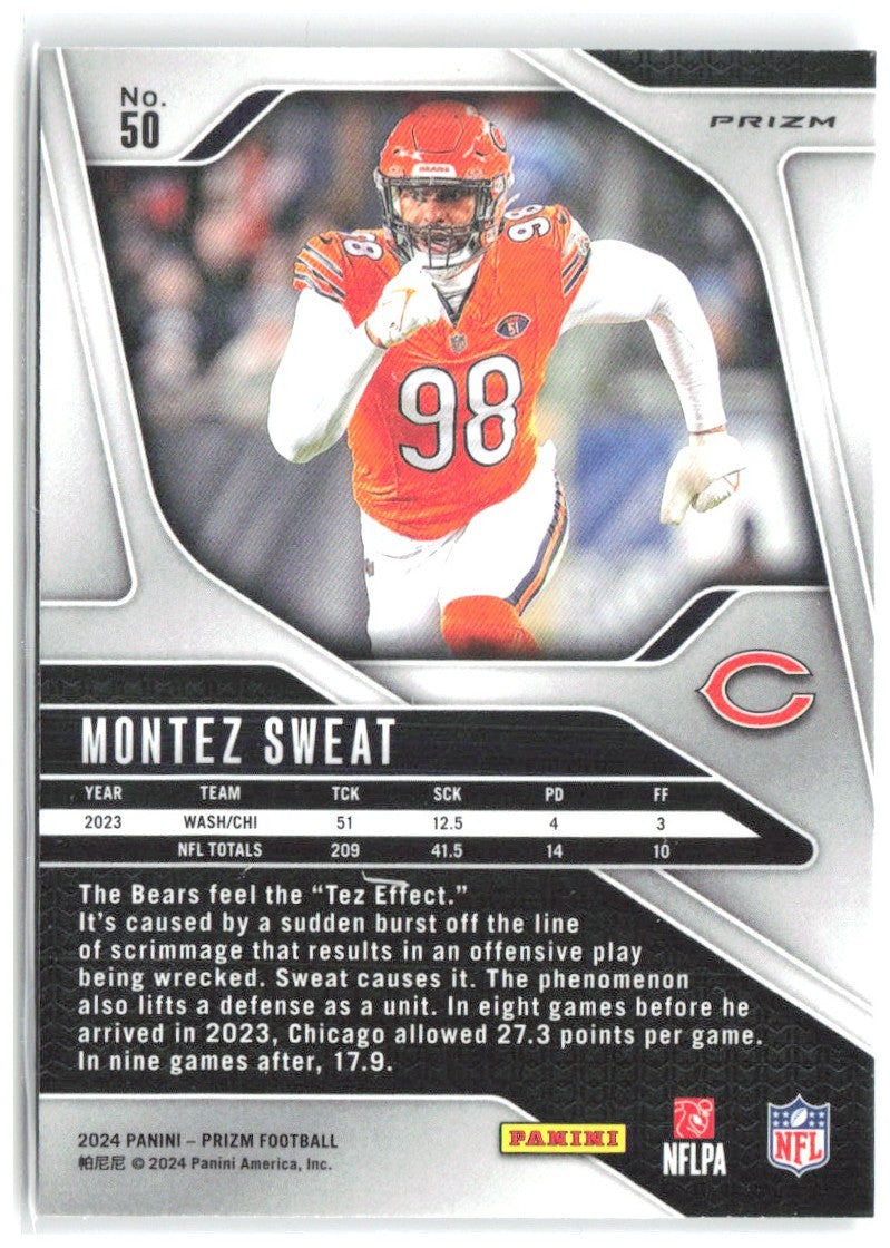 Montez Sweat Panini Prizm - Silver 50 2024 Chicago Bears