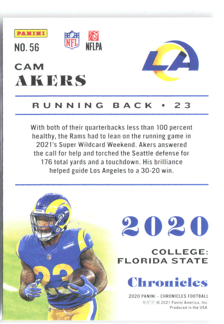 Cam Akers Panini Chronicles - Pink 56 2020 Los Angeles Rams