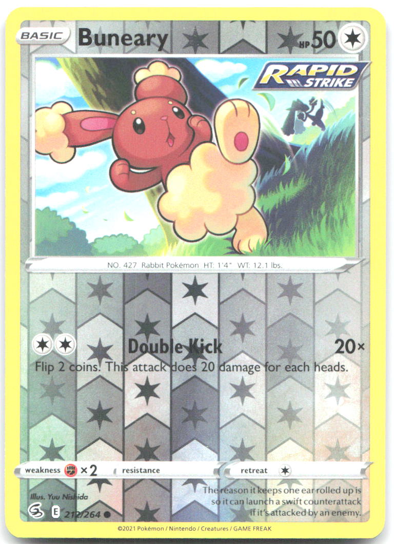Buneary Reverse Holo Common SWSH08 Fusion Strike 212/264 NM Yuu Nishida