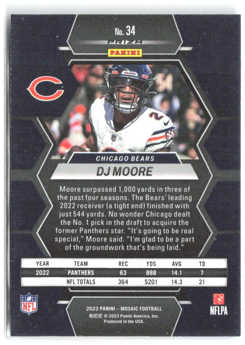 DJ Moore Panini Mosaic - Reactive Blue Mosaic 34 2023 Chicago Bears