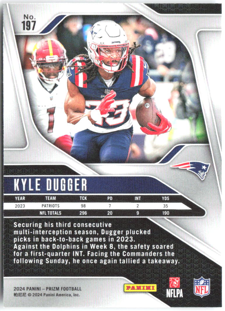 Kyle Dugger Panini Prizm 197 2024 New England Patriots