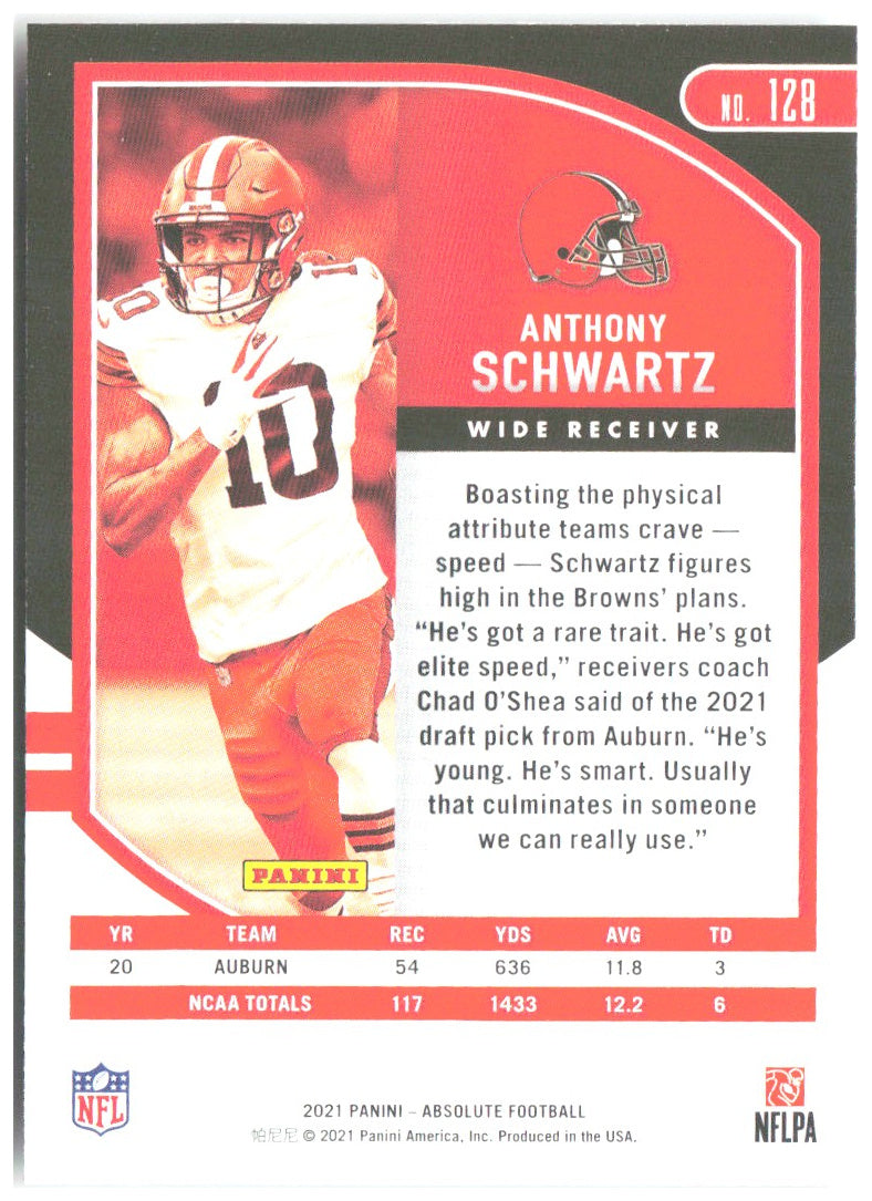 Anthony Schwartz Panini Absolute - Retail 128 2021 Cleveland Browns RC