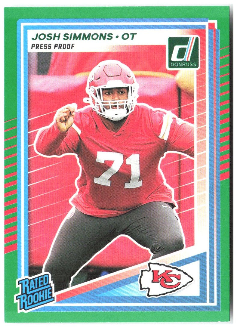Josh Simmons Donruss - Press Proofs Green 368 2025 Kansas City Chiefs