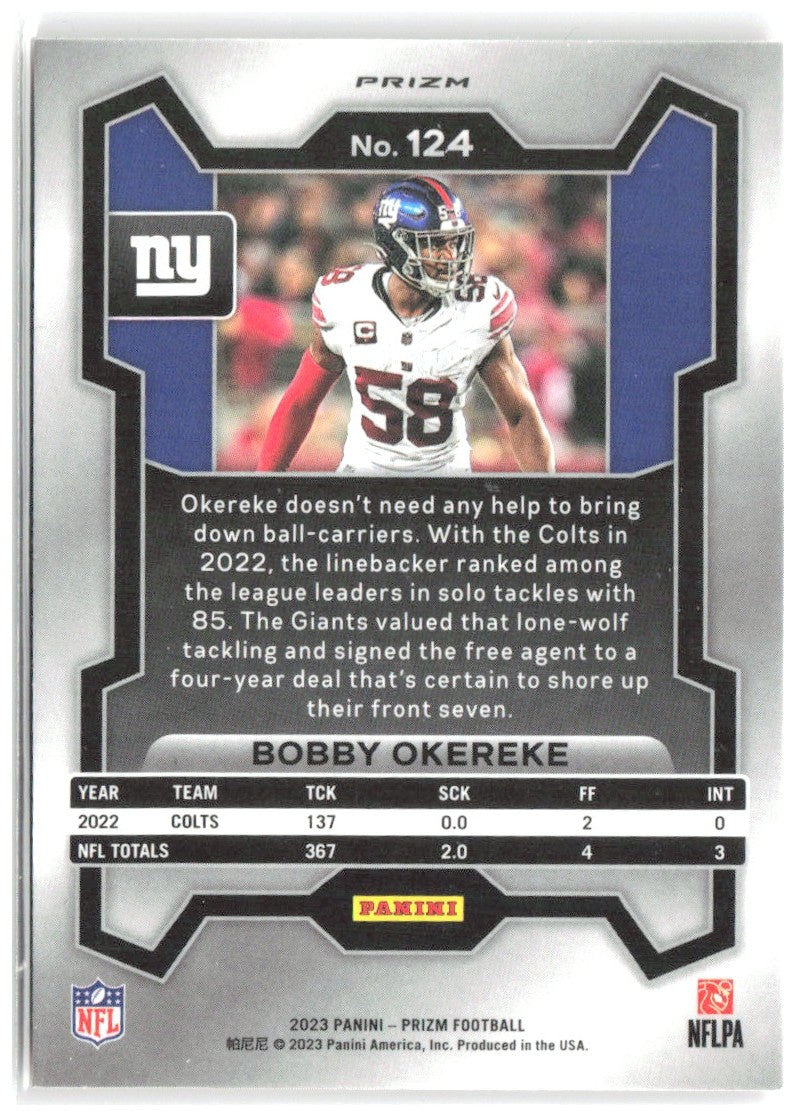 Bobby Okereke Panini Prizm - Disco 124 2023 New York Giants