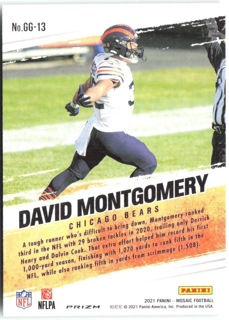 David Montgomery Panini Mosaic - Got Game? Mosaic Green GG-13 2021 Chicago Bears