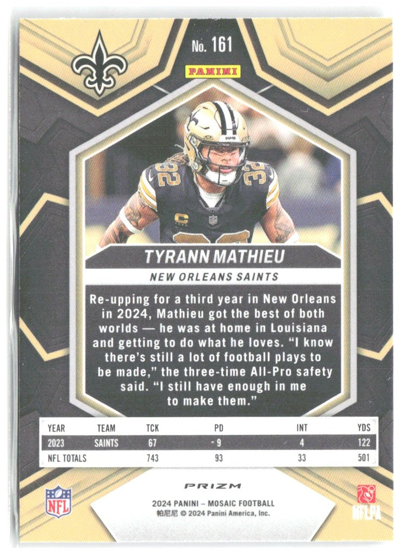 Tyrann Mathieu Panini Mosaic - Mosaic 161 2024 New Orleans Saints