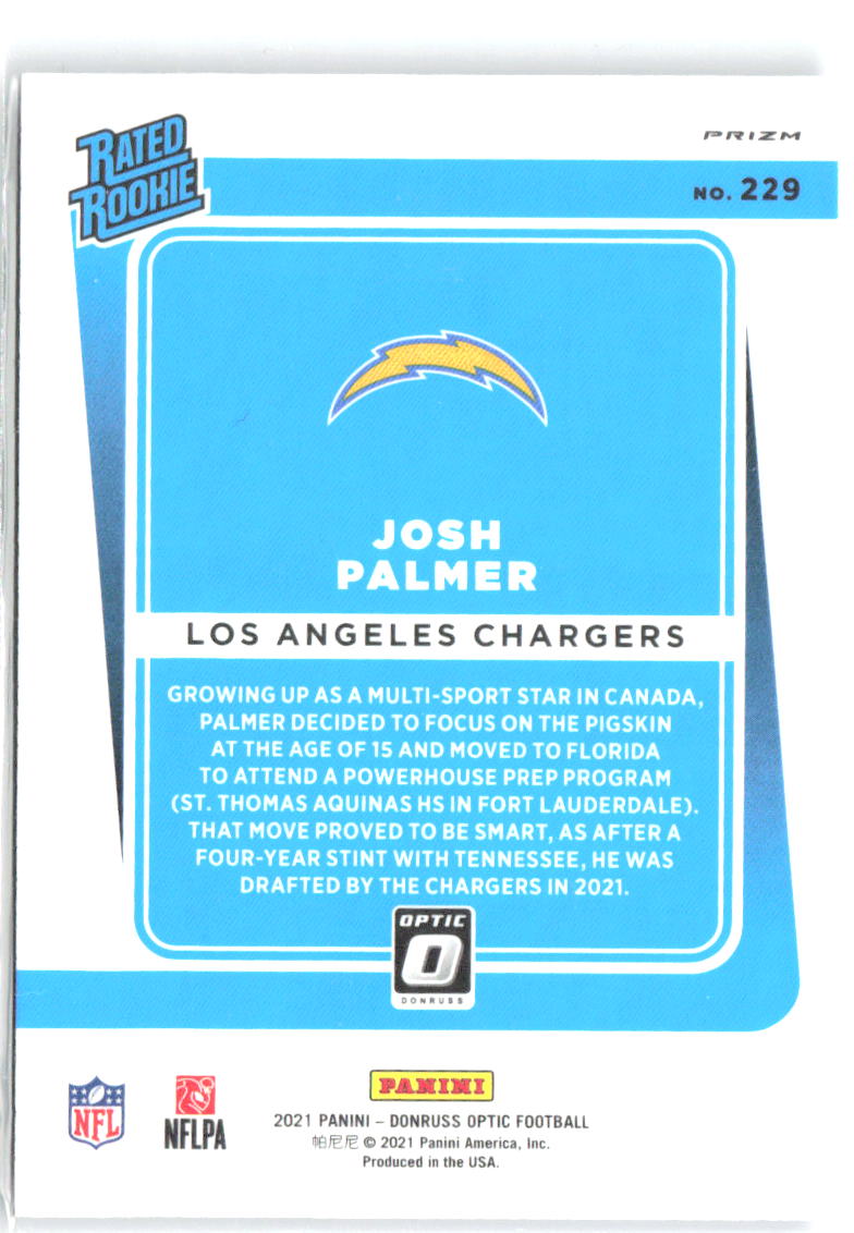 Josh Palmer Donruss Optic - Purple Shock 229 2021 Los Angeles Chargers