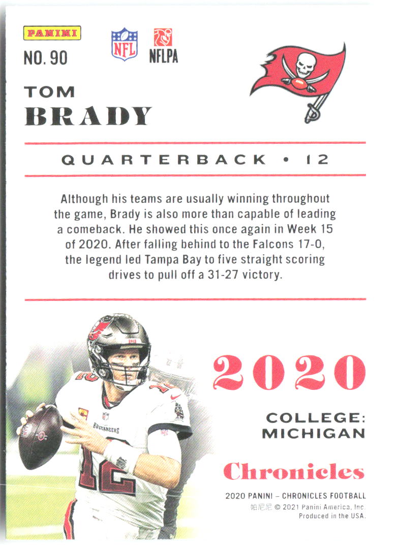 Tom Brady Panini Chronicles 90 2020 Tampa Bay Buccaneers
