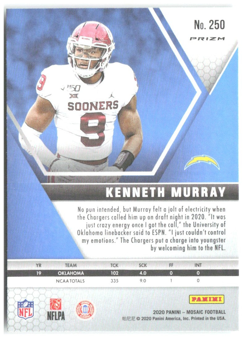 Kenneth Murray Panini Mosaic - Prizm Green 250 2020 Los Angeles Chargers