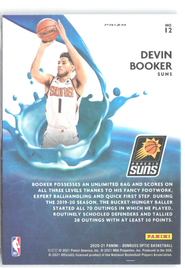 Devin Booker Donruss Optic - Splash! Purple 12 2020-21 Phoenix Suns