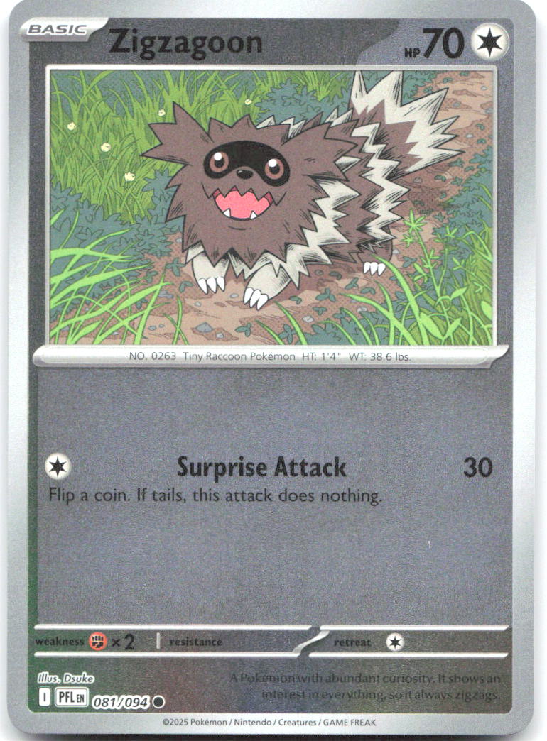 Zigzagoon Reverse Holo Common ME02 Phantasmal Flames 081/094 NM Dsuke