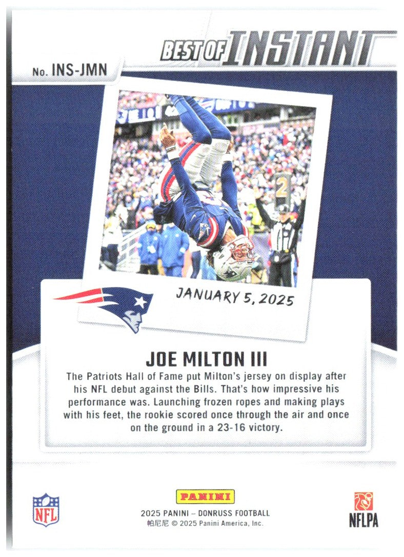 Joe Milton III Donruss - Best of Instant INS-JMN 2025 New England Patriots