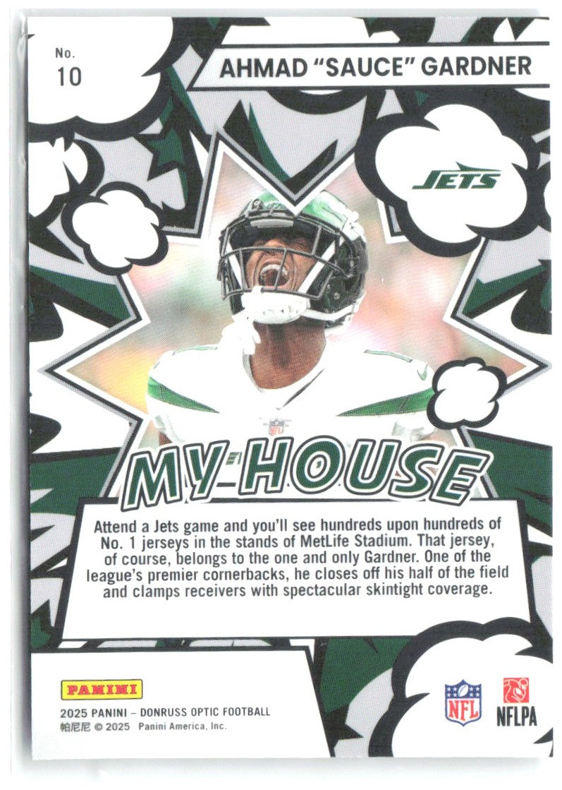 Ahmad "Sauce" Gardner Donruss Optic - My House 10 2025 New York Jets