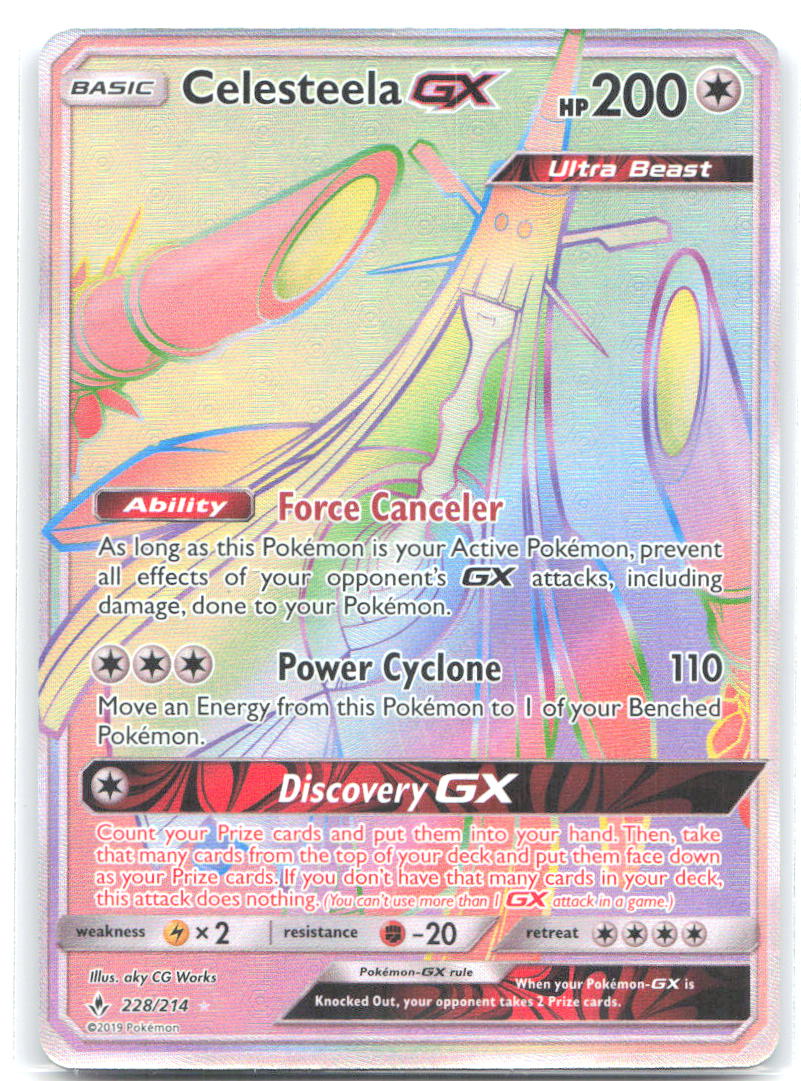 Celesteela GX Secret Holo Secret Rare SM Unbroken Bonds 228/214 NM aky CG Works