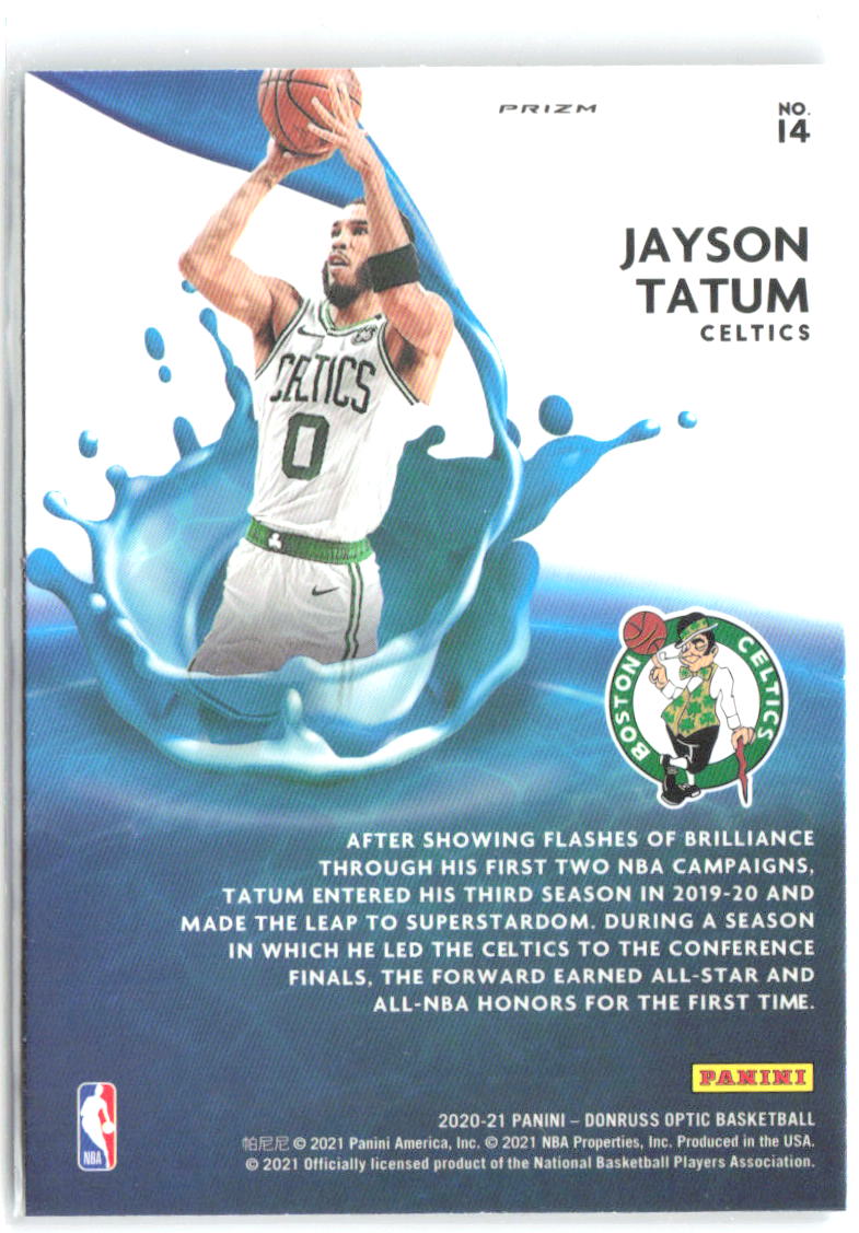 Jayson Tatum Donruss Optic - Splash! Holo 14 2020-21 Boston Celtics