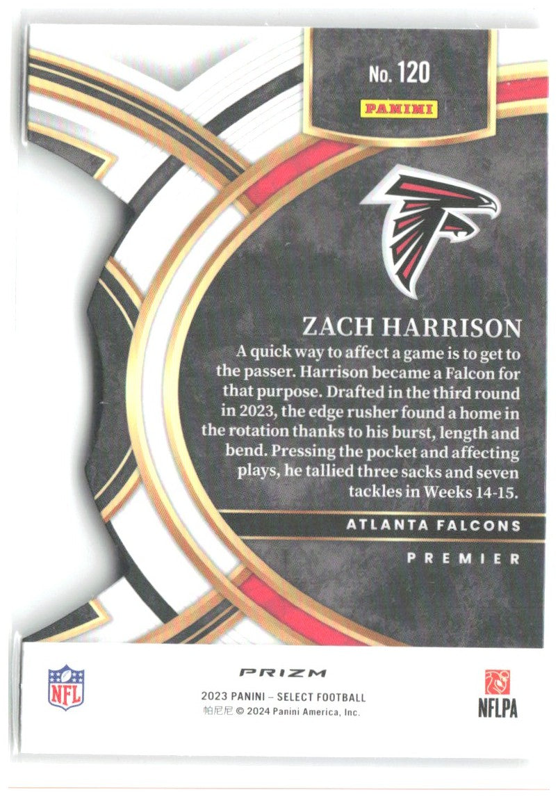 Zach Harrison Select - Red and Yellow Prizms Die Cuts 120 2023 Atlanta Falcons