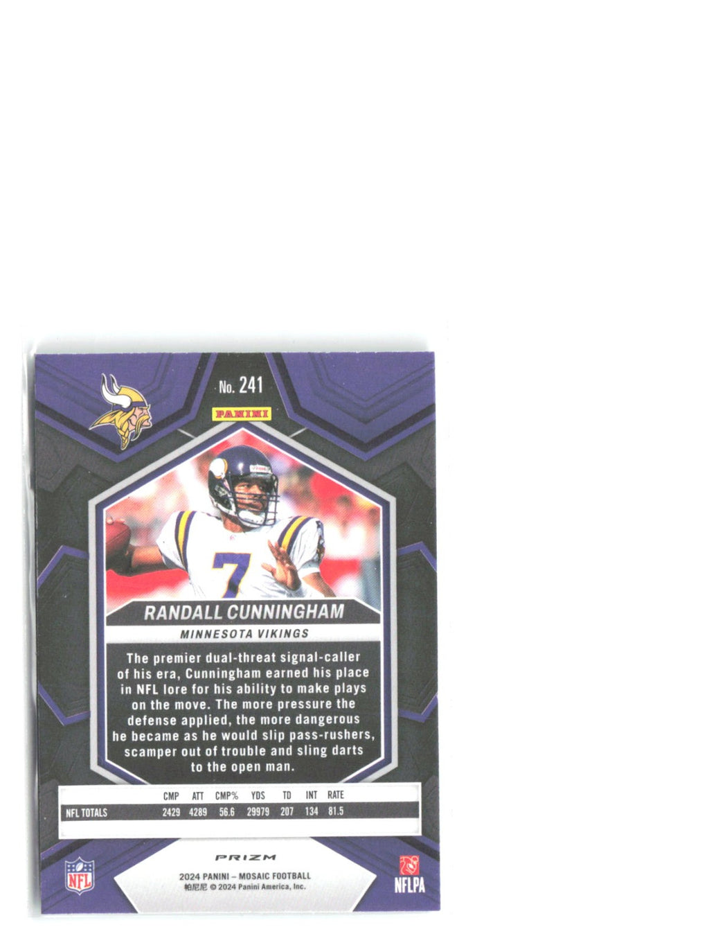 Randall Cunningham Panini Mosaic - Mosaic Green 241 2024 Minnesota Vikings