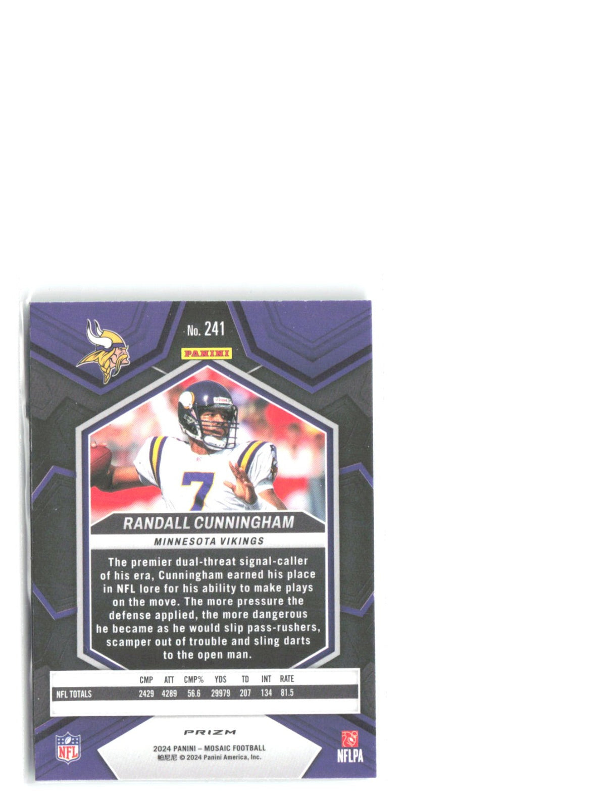Randall Cunningham Panini Mosaic - Mosaic Green 241 2024 Minnesota Vikings