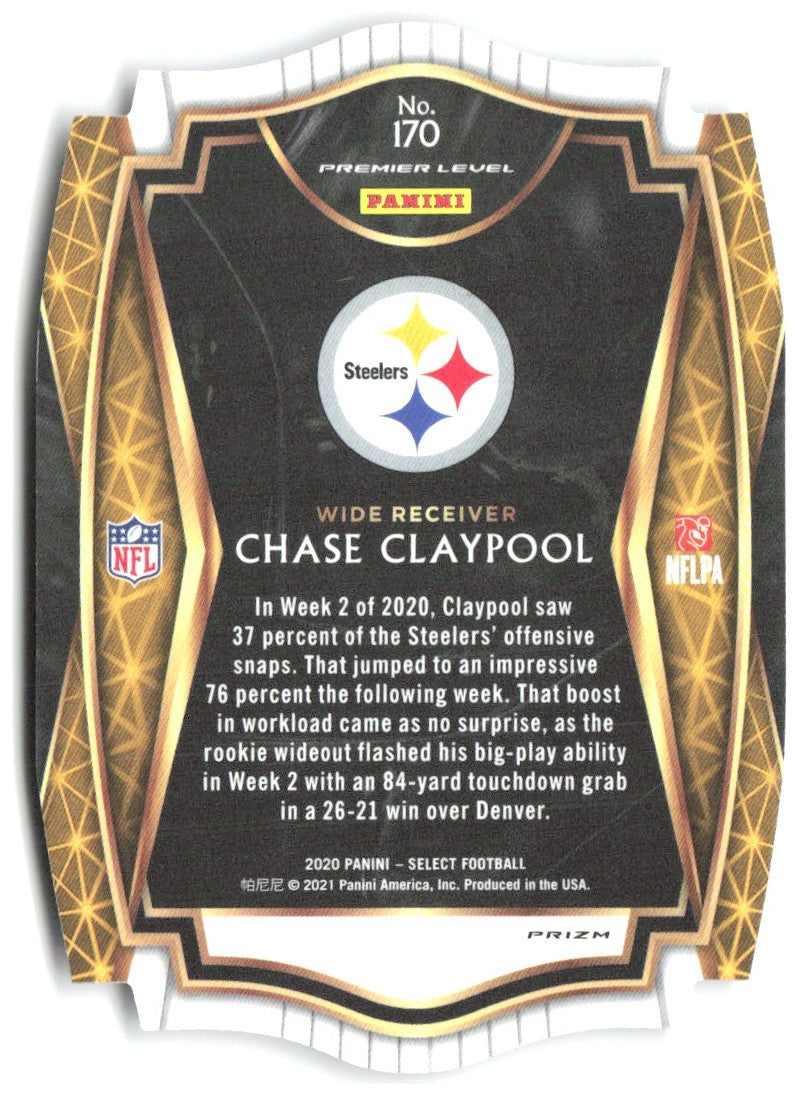 Chase Claypool Panini Select - Purple Prizm Die Cut 170 2020 Pittsburgh Steelers