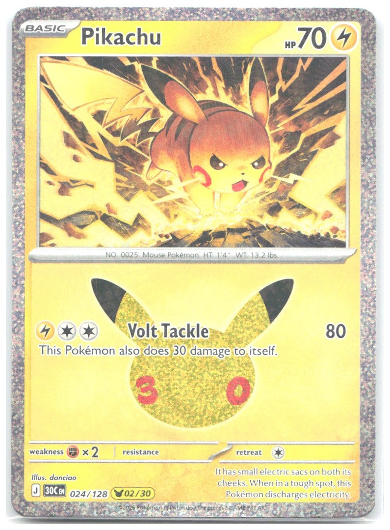 Pikachu Holo Pikachu Rare ME 30th Celebration 024/128 NM danciao
