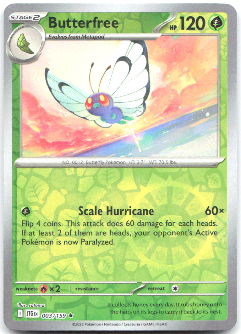 Butterfree Reverse Holo Rare SV09 Journey Together 003/159 NM satoma