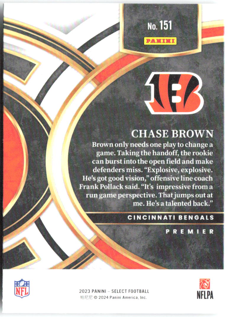 Chase Brown Panini Select 151 2023 Cincinnati Bengals RC