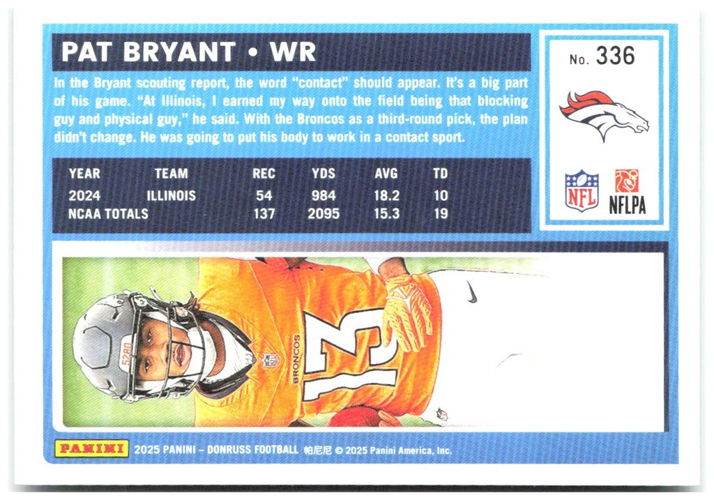 Pat Bryant Donruss - Press Proofs Green 336 2025 Denver Broncos