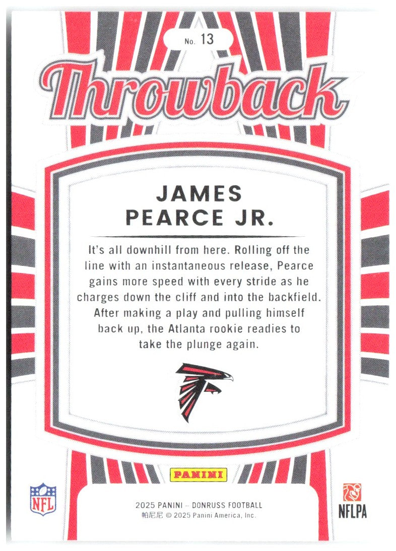 James Pearce Jr. Donruss - Rated Rookies Throwback 13 2025 Atlanta Falcons