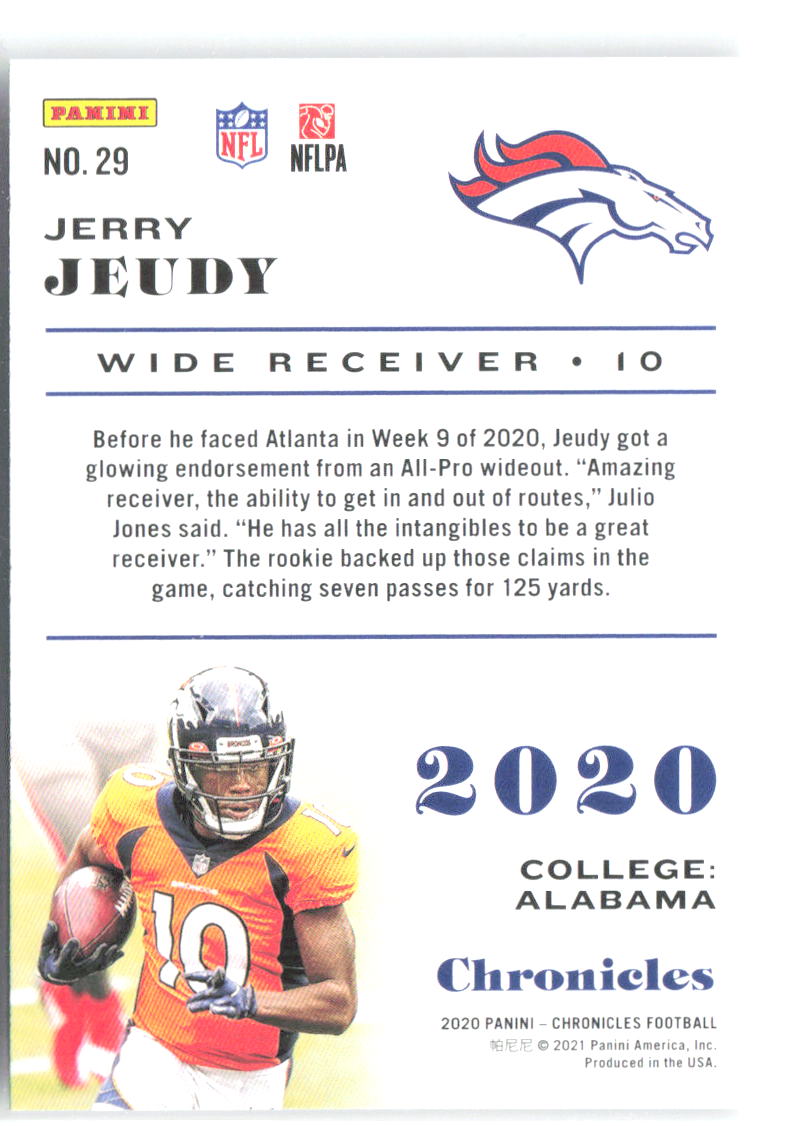 Jerry Jeudy Panini Chronicles 29 2020 Denver Broncos RC