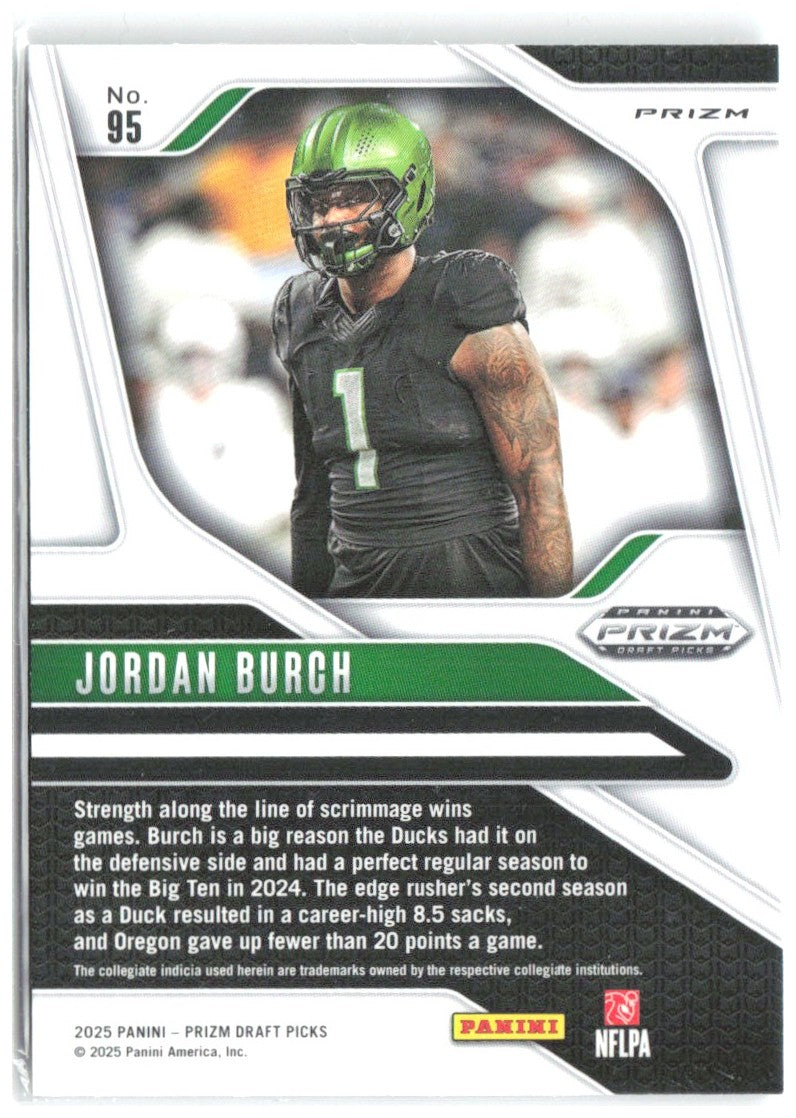 Jordan Burch Panini Prizm Draft Picks - Prizms Silver 95 2025 Oregon Ducks