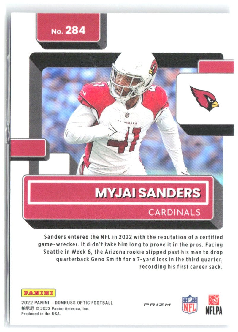 Myjai Sanders Donruss Optic - Purple Shock 284 2022 Arizona Cardinals