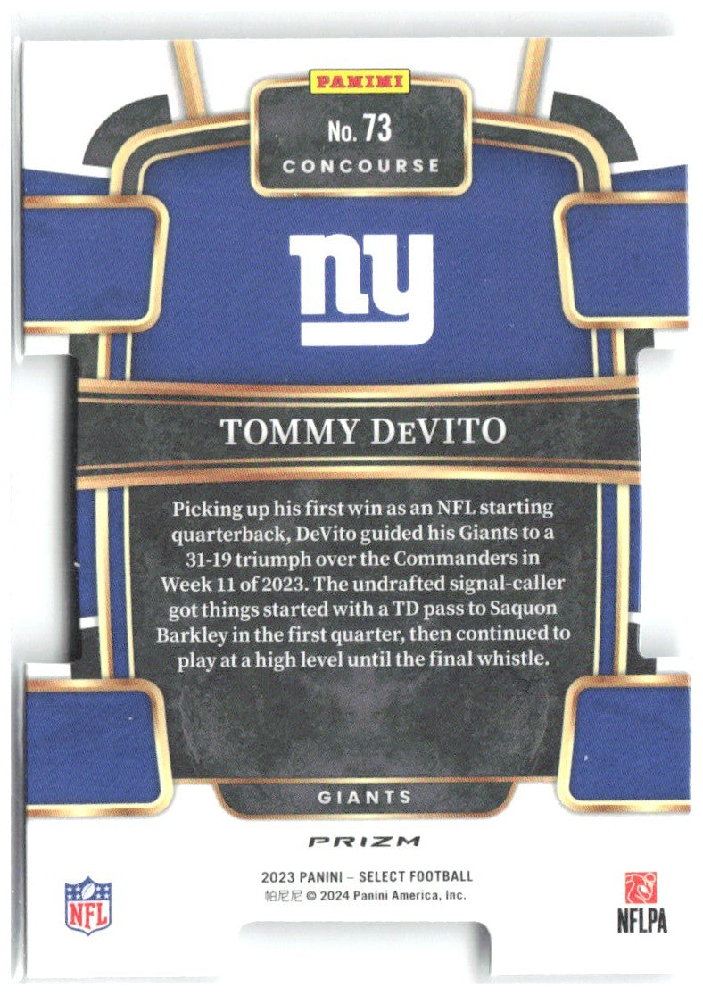 Tommy DeVito Panini Select - Silver Prizms Die Cuts 73 2023 New York Giants