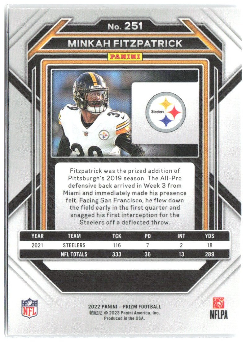 Minkah Fitzpatrick Panini Prizm 251 2022 Pittsburgh Steelers