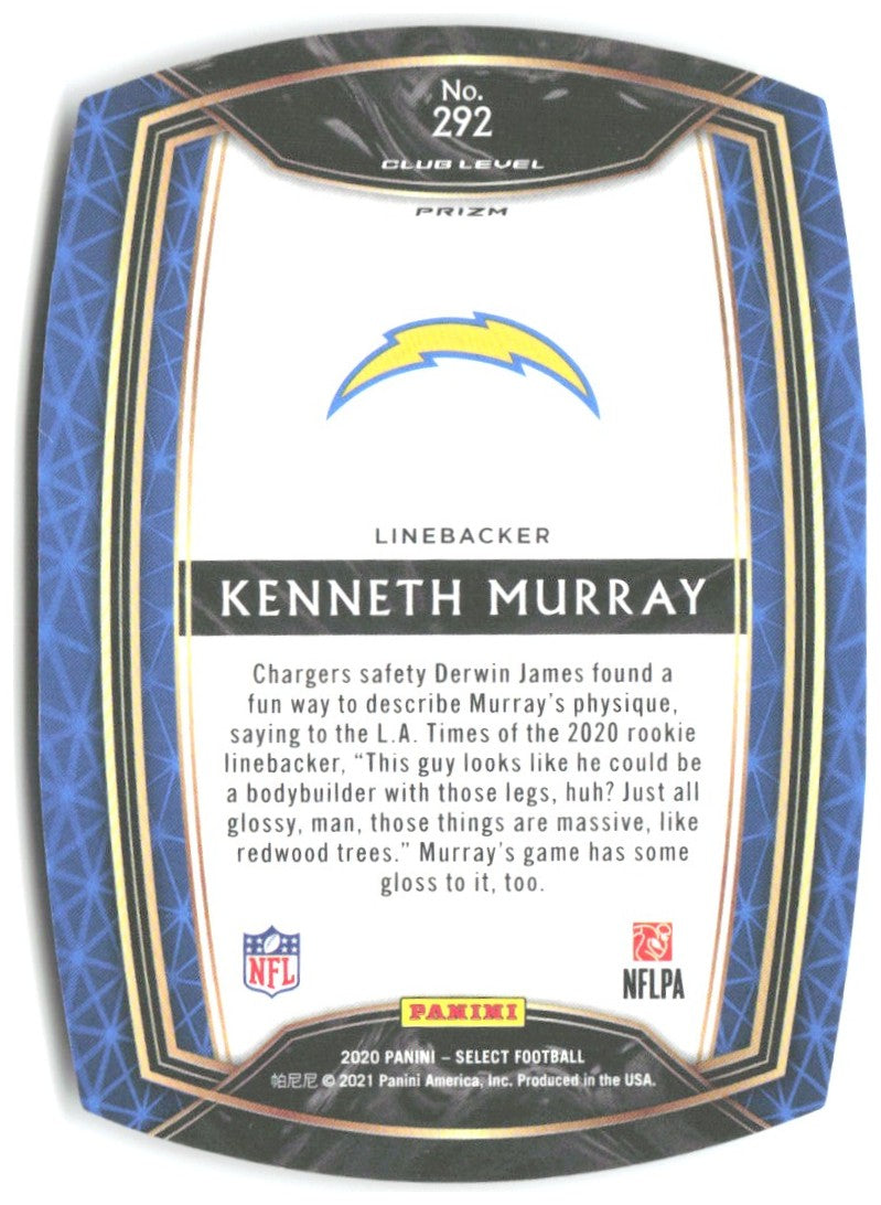 Kenneth Murray Panini Select - White Prizm Die Cut 292 2020 Los Angeles Chargers