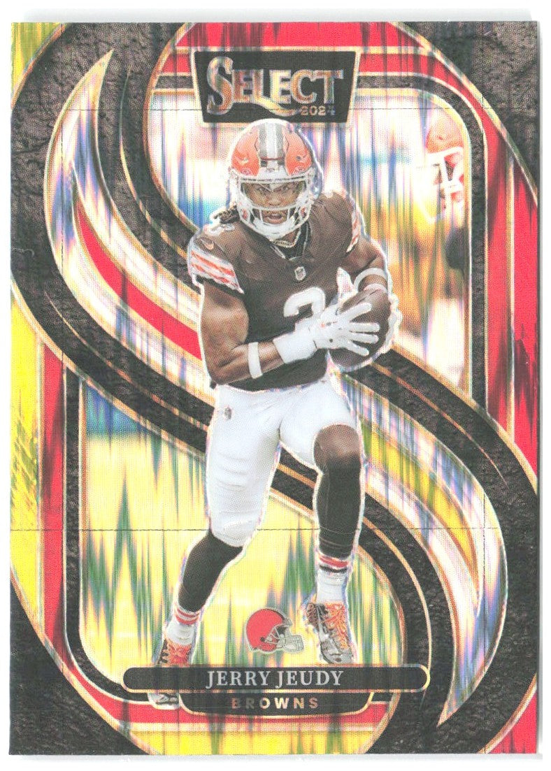 Jerry Jeudy Panini Select - Red & Yellow Prizm Shock 169 2024 Cleveland Browns