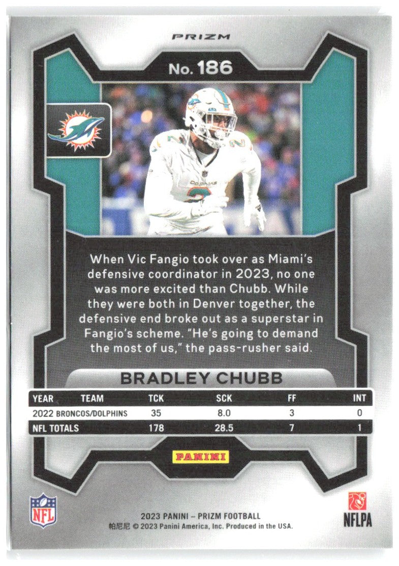 Bradley Chubb Panini Prizm - Silver 186 2023 Miami Dolphins
