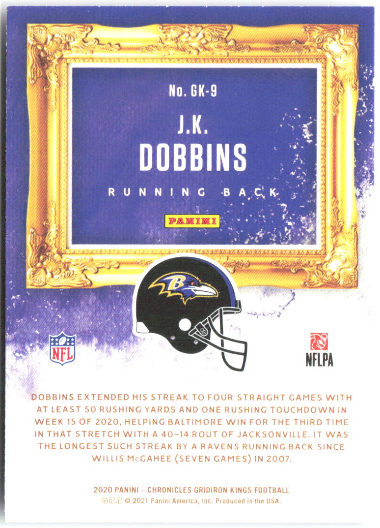 J.K. Dobbins Panini Chronicles - Gridiron Kings GK-9 2020 Baltimore Ravens