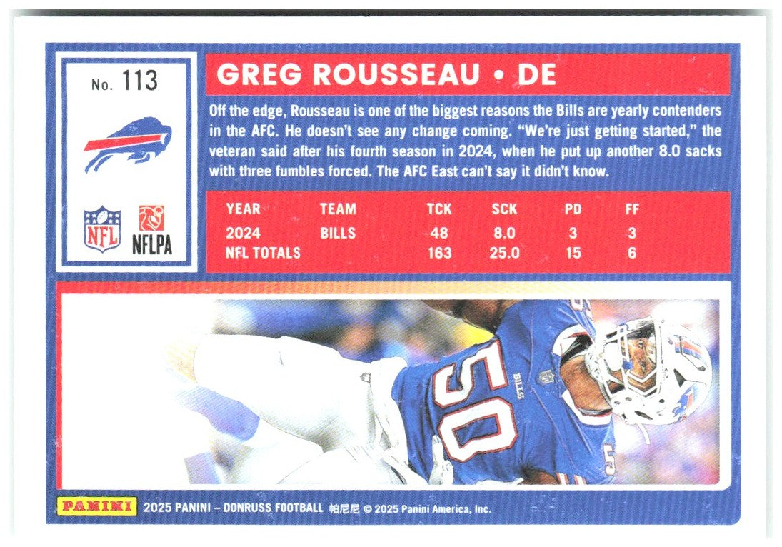 Greg Rousseau Donruss - Press Proofs Green 113 2025 Buffalo Bills