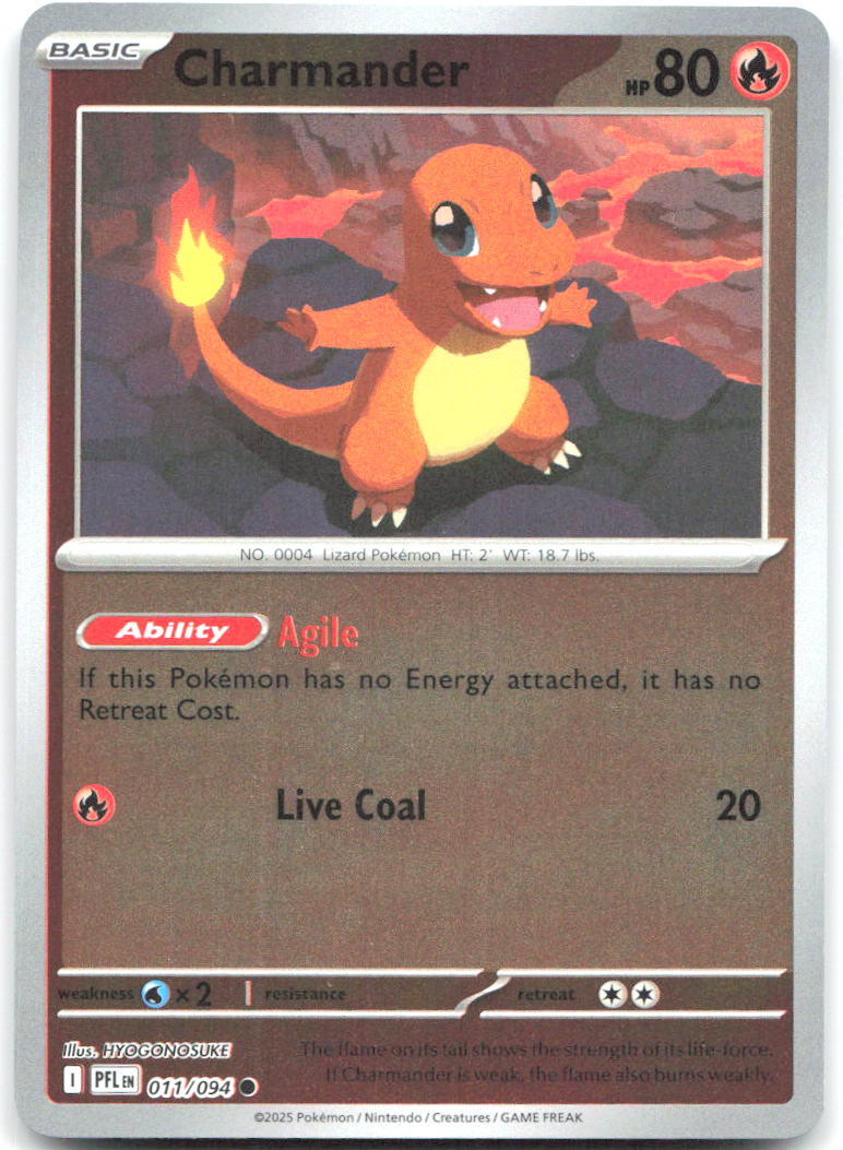 Charmander Reverse Holo Common ME02: Phantasmal Flames 011/094 NM HYOGONOSUKE