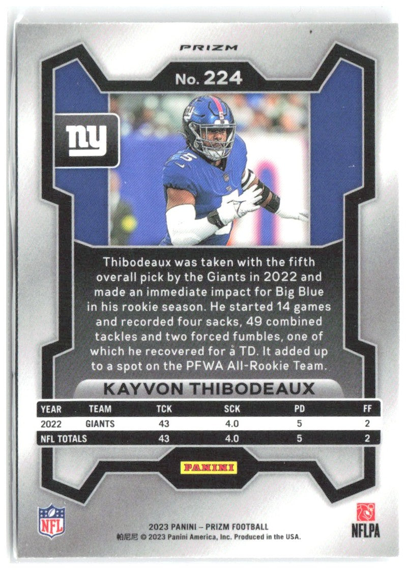 Kayvon Thibodeaux Panini Prizm - Silver 224 2023 New York Giants