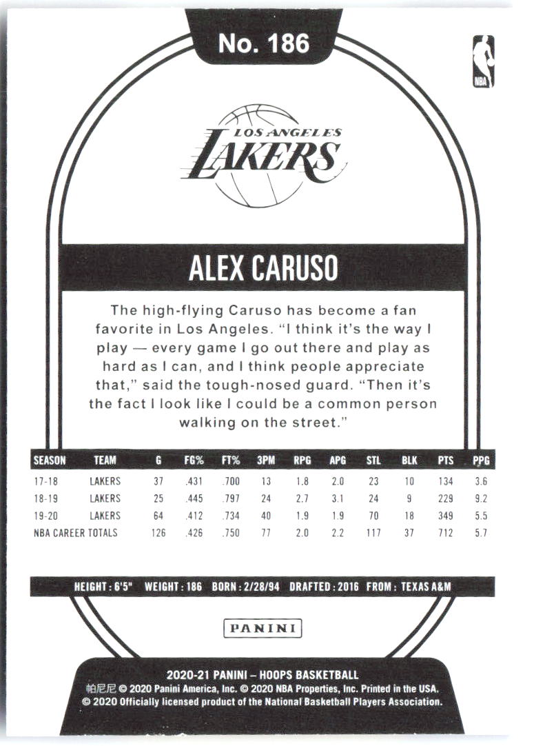 Alex Caruso Hoops - Blue 186 2020-21 Los Angeles Lakers