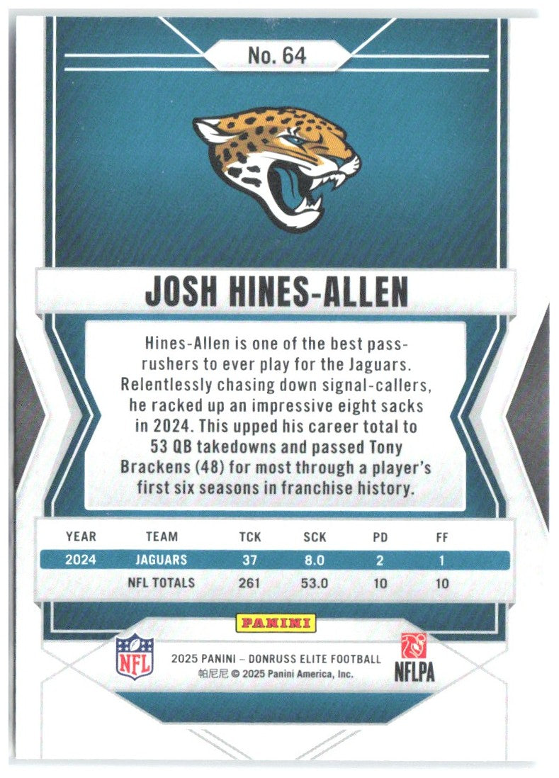 Josh Hines-Allen Donruss Elite - Green Disco 64 2025 Jacksonville Jaguars