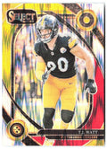 T.J. Watt Panini Select - Red & Yellow Prizm Shock 294 2024 Pittsburgh Steelers