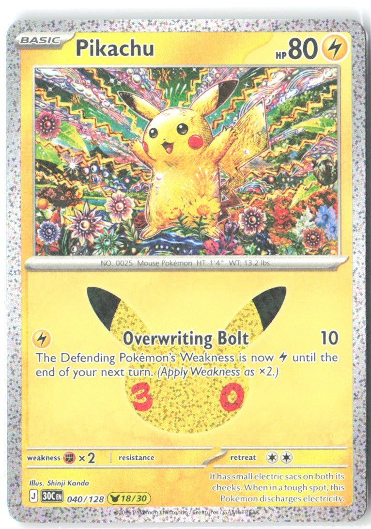 Pikachu Pikachu Rare ME 30th Celebration 040/128 NM Shinji Kanda
