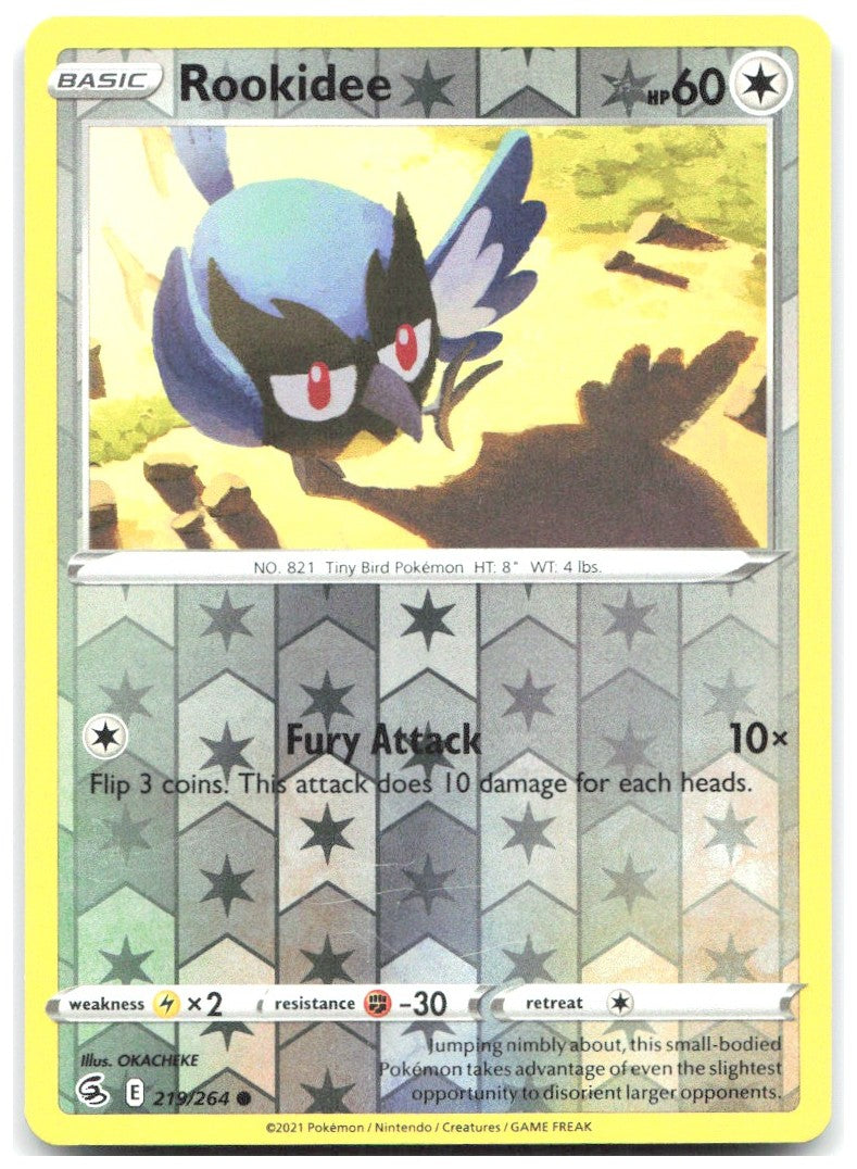 Rookidee Reverse Holo Common SWSH08 Fusion Strike 219/264 NM OKACHEKE