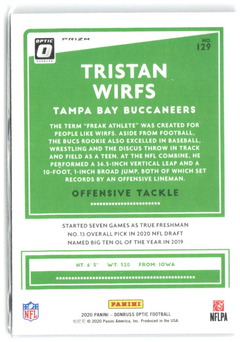Tristan Wirfs Donruss Optic - Purple Shock 129 2020 Tampa Bay Buccaneers